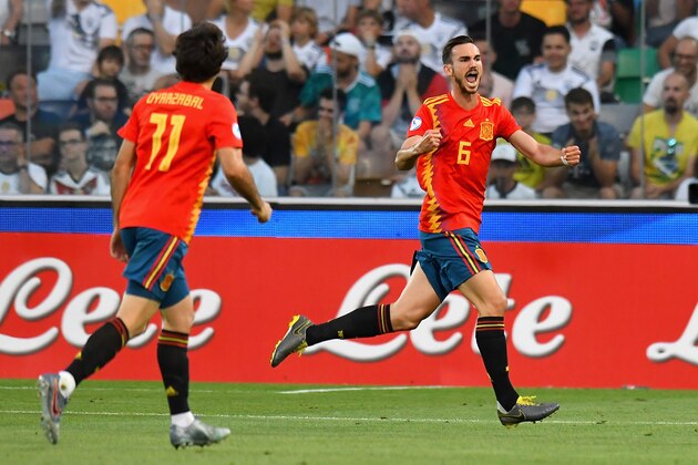 UDINE, ITALY - JUNE 30:  Fabián Ruiz of Spain  celebrates after scoring the opening goal during the 2019 UEFA U-21 Final between Spain and Germanyat Stadio Friuli on June 30, 2019 in Udine, Italy.  (Photo by Alessandro Sabattini/Getty Images)