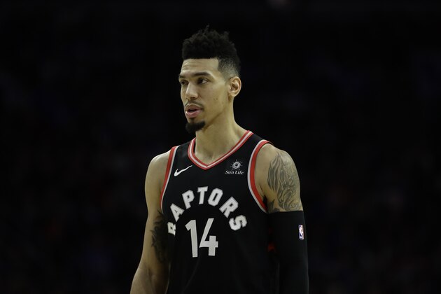 Toronto Raptors' Danny Green in action during an NBA basketball game against the Philadelphia 76ers, Saturday, Dec. 22, 2018, in Philadelphia. (AP Photo/Matt Slocum)