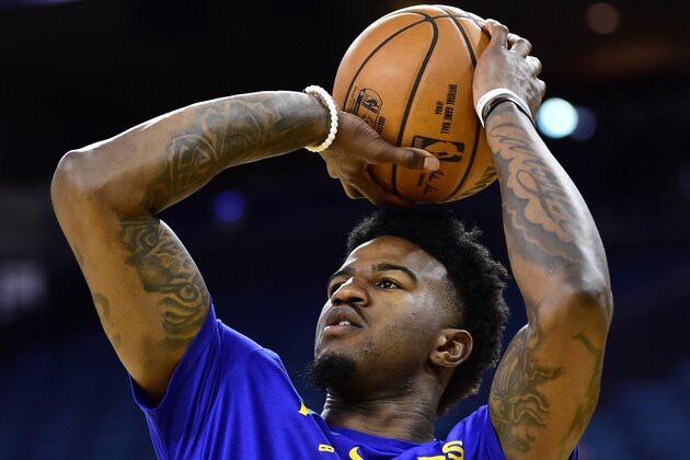 OAKLAND, CA - JUNE 6: Jordan Bell #2 of the Golden State Warriors shoots the ball during practice as part of the 2019 NBA Finals on June 6, 2019 at ORACLE Arena in Oakland, California. NOTE TO USER: User expressly acknowledges and agrees that, by downloading and/or using this photograph, user is consenting to the terms and conditions of the Getty Images License Agreement. Mandatory Copyright Notice: Copyright 2019 NBAE (Photo by Noah Graham/NBAE via Getty Images)