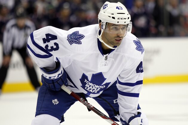 Toronto Maple Leafs' Nazem Kadri is seen during an NHL hockey game against the Columbus Blue Jackets in Columbus, Ohio, Friday, Oct. 16, 2015. (AP Photo/Paul Vernon)
