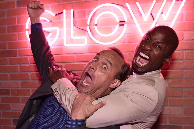 NEW YORK, NY - MAY 14:  Matt Iseman and Akbar Gbaja-Biamila of American Ninja Warrior attend Entertainment Weekly & PEOPLE New York Upfronts celebration at The Bowery Hotel on May 14, 2018 in New York City.  (Photo by Bryan Bedder/Getty Images for Entertainment Weekly & People)