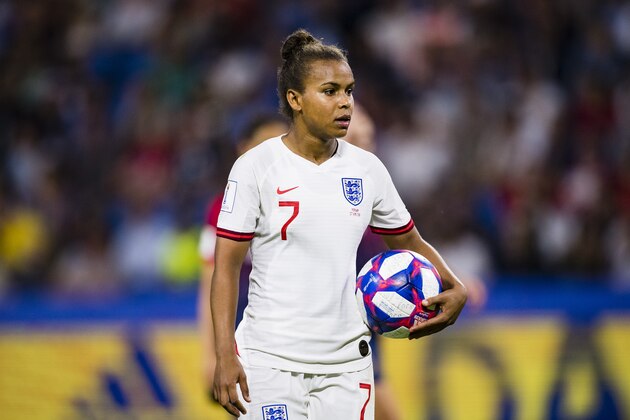 LE HAVRE, FRANCE - JUNE 27: Nikita Parris of England prepares for kicks a penalty during the 2019 FIFA Women's World Cup France Quarter Final match between Norway and England at  on June 27, 2019 in Le Havre, France. (Photo by Marcio Machado/Getty Images)