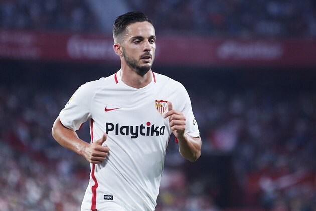 SEVILLE, SPAIN - MAY 03: Pablo Sarabia of Sevilla FC looks on during the La Liga match between Sevilla FC and CD Leganes at Estadio Ramon Sanchez Pizjuan on May 03, 2019 in Seville, Spain. (Photo by Quality Sport Images/Getty Images)