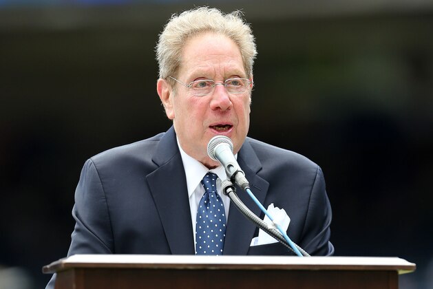 NEW YORK, NY - JUNE 25:  Radio personality John Sterling introduces the players for the 71st Annual Old Timers Day at Yankee Stadium on June 25, 2017 in the Bronx borough of New York City. (Photo By Christopher Pasatieri/Getty Images)
