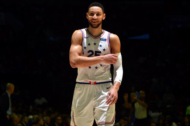PHILADELPHIA, PA - JANUARY 5: Ben Simmons #25 of the Philadelphia 76ers smiles during a game against the Dallas Mavericks on January 5, 2019 at the Wells Fargo Center in Philadelphia, Pennsylvania NOTE TO USER: User expressly acknowledges and agrees that, by downloading and/or using this Photograph, user is consenting to the terms and conditions of the Getty Images License Agreement. Mandatory Copyright Notice: Copyright 2019 NBAE (Photo by Jesse D. Garrabrant/NBAE via Getty Images)
