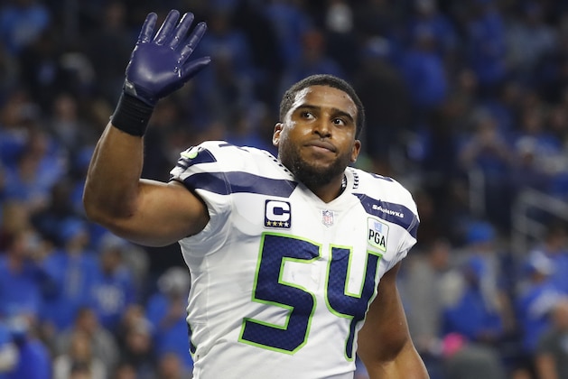 Seattle Seahawks linebacker Bobby Wagner (54) waves to the crowd during an NFL football game against the Detroit Lions in Detroit, Sunday, Oct. 28, 2018. (AP Photo/Paul Sancya)