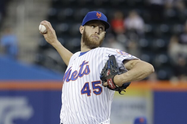 New York Mets' Zack Wheeler (45) delivers a pitch during the first inning of a baseball game against the Philadelphia Phillies Tuesday, April 23, 2019, in New York. (AP Photo/Frank Franklin II)