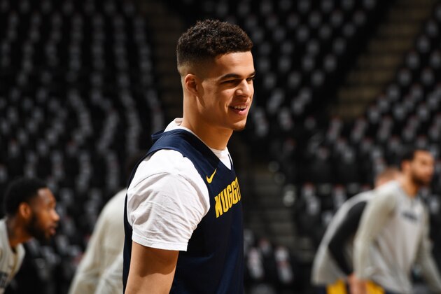 SAN ANTONIO, TX - APRIL 18: Michael Porter Jr. #1 of the Denver Nuggets smiles during the team shootaround on April 18, 2019 at the AT&T Center in San Antonio, Texas. NOTE TO USER: User expressly acknowledges and agrees that, by downloading and or using this photograph, user is consenting to the terms and conditions of the Getty Images License Agreement. Mandatory Copyright Notice: Copyright 2019 NBAE (Photos by Garrett Ellwood/NBAE via Getty Images)