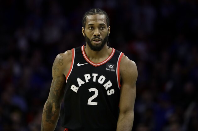 Toronto Raptors' Kawhi Leonard in a action during an NBA basketball game against the Philadelphia 76ers, Tuesday, Feb. 5, 2019, in Philadelphia. (AP Photo/Matt Slocum)