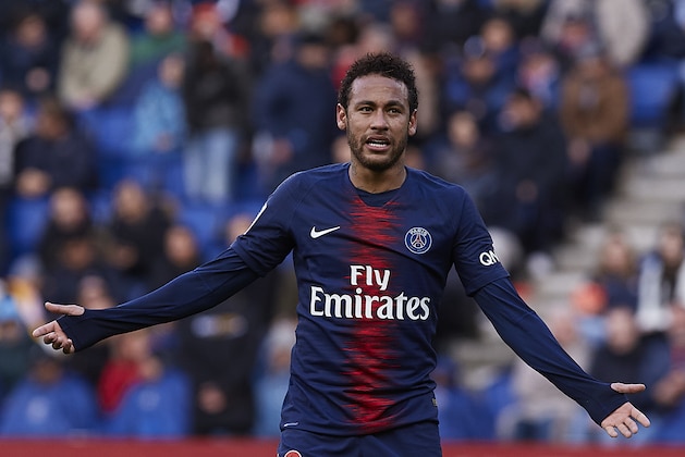 PARIS, FRANCE - MAY 04: Neymar Jr of Paris Saint-Germain reacts during the Ligue 1 match between Paris Saint-Germain and OGC Nice at Parc des Princes on May 04, 2019 in Paris, France. (Photo by Quality Sport Images/Getty Images)