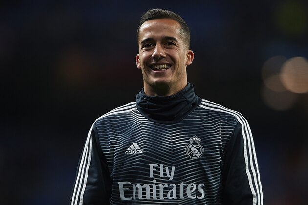 MADRID, SPAIN - MARCH 05: Lucas Vazquez of Real Madrid warms up prior to the UEFA Champions League Round of 16 Second Leg match between Real Madrid and Ajax at Bernabeu on March 05, 2019 in Madrid, Spain. (Photo by Quality Sport Images/Getty Images)