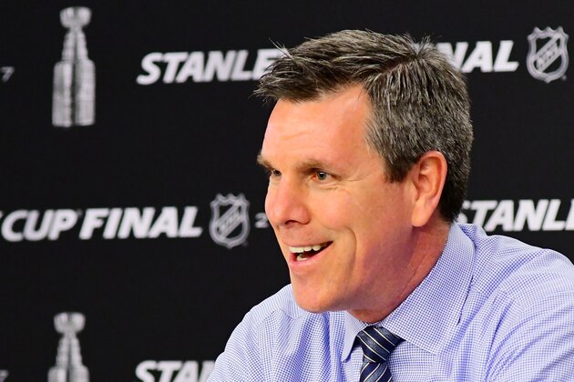 PITTSBURGH, PA - MAY 31:  Mike Sullivan of the Pittsburgh Penguins speaks during a press conference after Game Two of the 2017 NHL Stanley Cup Final at PPG Paints Arena on May 31, 2017 in Pittsburgh, Pennsylvania. The Pittsburgh Penguins defeated the Nashville Predators with a score of 4 to 1.  (Photo by Matt Kincaid/Getty Images)