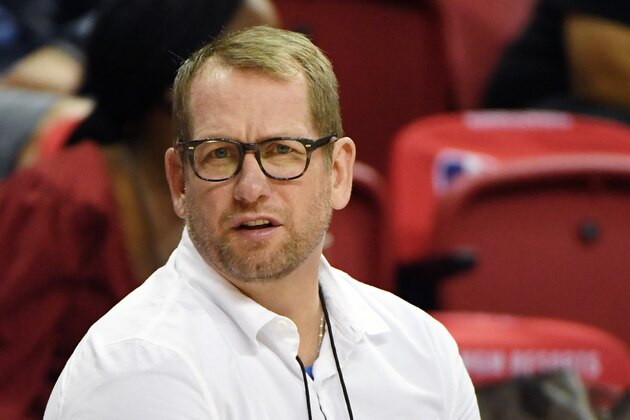 LAS VEGAS, NEVADA - JULY 06:  Head coach Nick Nurse of the Toronto Raptors attends a game between the Raptors and the Golden State Warriors during the 2019 NBA Summer League at the Thomas & Mack Center on July 6, 2019 in Las Vegas, Nevada. NOTE TO USER: User expressly acknowledges and agrees that, by downloading and or using this photograph, User is consenting to the terms and conditions of the Getty Images License Agreement.  (Photo by Ethan Miller/Getty Images)