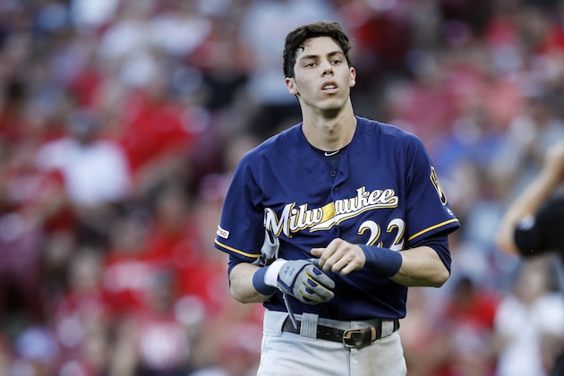 CINCINNATI, OH - JULY 01: Christian Yelich #22 of the Milwaukee Brewers looks on during a game against the Cincinnati Reds at Great American Ball Park on July 1, 2019 in Cincinnati, Ohio. The Brewers won 8-6. (Photo by Joe Robbins/Getty Images)