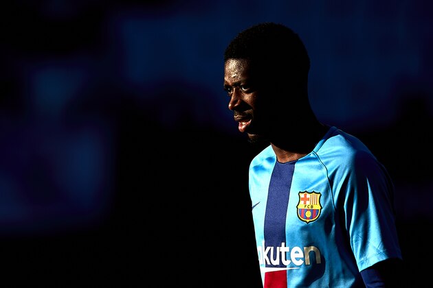 VIGO, SPAIN - MAY 04: Ousmane Dembele of FC Barcelona looks on prior to the La Liga match between RC Celta de Vigo and FC Barcelona at Abanca Balaidos Stadium on May 04, 2019 in Vigo, Spain. (Photo by Quality Sport Images/Getty Images)