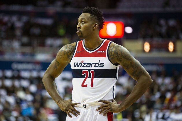 Washington Wizards center Dwight Howard (21) waits as a free throw shot is made during the first half of an NBA basketball game against the New York Knicks, Sunday, Nov. 4, 2018, in Washington. (AP Photo/Al Drago) Washington Wizards center Dwight Howard (21) waits as a free throw shot is made during the first half of an NBA basketball game against the New York Knicks, Sunday, Nov. 4, 2018, in Washington. (AP Photo/Al Drago)