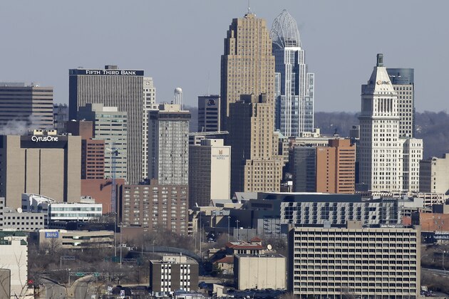 This Thursday, Feb. 27, 2014, photo shows the skyline of Cincinnati. Ohio's three largest cities — Cincinnati, Cleveland and Columbus — have been named finalists in the competition to host the 2016 Republican National Convention. (AP Photo/Al Behrman)