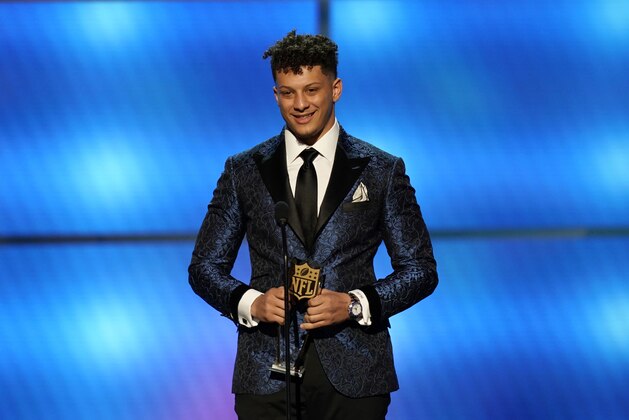 IMAGE DISTRIBUTED FOR THE NFL - Patrick Mahomes of the Kansas City Chiefs accepts the award for AP offensive player of the year at the 8th Annual NFL Honors at The Fox Theatre on Saturday, Feb. 2, 2019, in Atlanta. (Photo by Paul Abell/Invision for NFL/AP Images)
