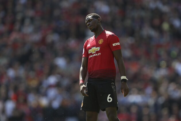 MANCHESTER, ENGLAND - MAY 12: Paul Pogba of Manchester United during the Premier League match between Manchester United and Cardiff City at Old Trafford on May 12, 2019 in Manchester, United Kingdom. (Photo by James Baylis - AMA/Getty Images)