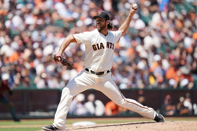 SAN FRANCISCO, CA - JUNE 30:  Madison Bumgarner #40 of the San Francisco Giants pitches against the Arizona Diamondbacks in the top of the fifth inning of a Major League Baseball game at Oracle Park on June 30, 2019 in San Francisco, California.  (Photo by Thearon W. Henderson/Getty Images)