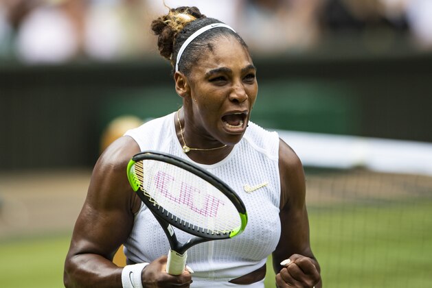 LONDON, ENGLAND - JULY 09: Serena Williams of the United States celebrates over Alison Riske of the United States during Day 8 of The Championships - Wimbledon 2019 at All England Lawn Tennis and Croquet Club on July 09, 2019 in London, England. (Photo by TPN/Getty Images) LONDON, ENGLAND - JULY 09: Serena Williams of the United States celebrates over Alison Riske of the United States during Day 8 of The Championships - Wimbledon 2019 at All England Lawn Tennis and Croquet Club on July 09, 2019 in London, England. (Photo by TPN/Getty Images)