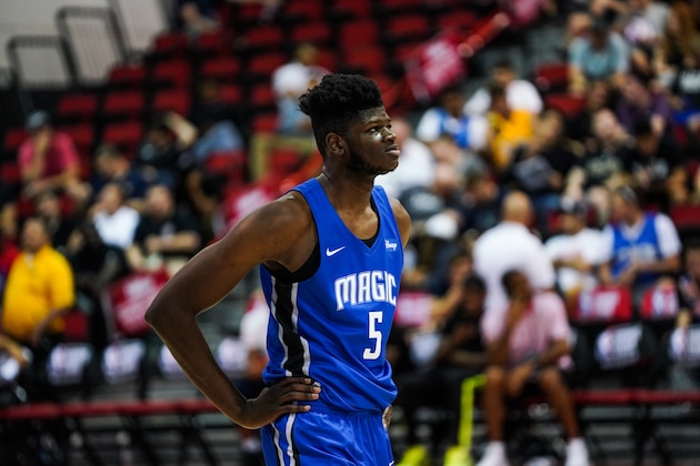 LAS VEGAS, NEVADA - JULY 05: Mo Bamba #5 of the Orlando Magic looks on in a game against the San Antonio Spurs at NBA Summer League on July 05, 2019 in Las Vegas, Nevada. (Photo by Cassy Athena/Getty Images)