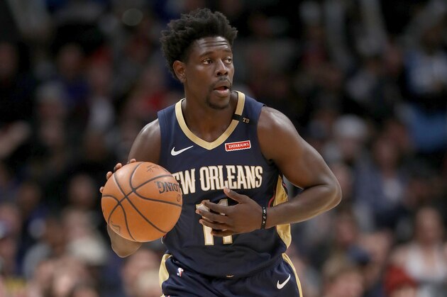 DENVER, COLORADO - MARCH 02: Jrue Holiday #11 of the New Orleans Pelicans plays the Denver Nuggets at the Pepsi Center on March 02, 2019 in Denver, Colorado. NOTE TO USER: User expressly acknowledges and agrees that, by downloading and or using this photograph, User is consenting to the terms and conditions of the Getty Images License Agreement. (Photo by Matthew Stockman/Getty Images)