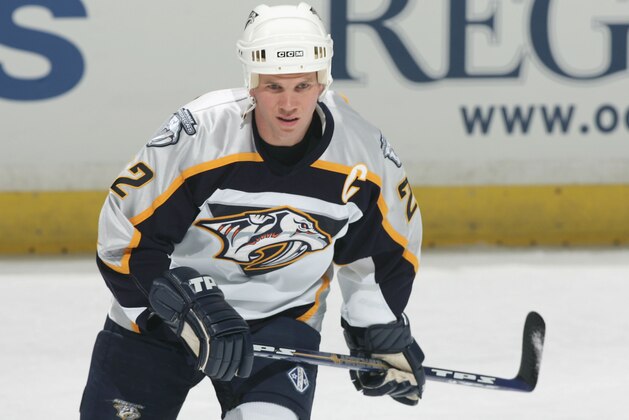 ANAHEIM, CA - NOVEMBER 1:  Greg Johnson #22 of the Nashville Predators warms up before the game against the Mighty Ducks of Anaheim at the Arrowhead Pond on November 1, 2005 in Anaheim, California.  The Ducks won 4-1.  (Photo by Harry How/Getty Images)