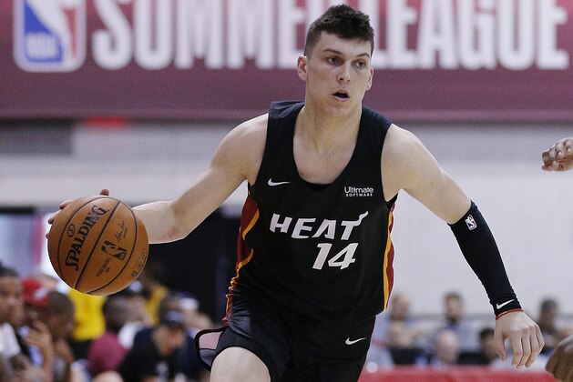 LAS VEGAS, NEVADA - JULY 09: Tyler Herro #14 of the Miami Heat in action against the Orlando Magic during the 2019 Las Vegas Summer League at Cox Pavilion on July 09, 2019 in Las Vegas, Nevada. NOTE TO USER: User expressly acknowledges and agrees that, by downloading and or using this photograph, User is consenting to the terms and conditions of the Getty Images License Agreement. (Photo by Michael Reaves/Getty Images)