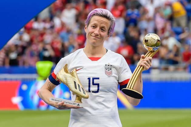 Megan Rapinoe of USA women during the FIFA Women's World Cup France 2019 final match between United States of America and The Netherlands at Stade de Lyon on July 07, 2019 in Lyon, France(Photo by VI Images via Getty Images)