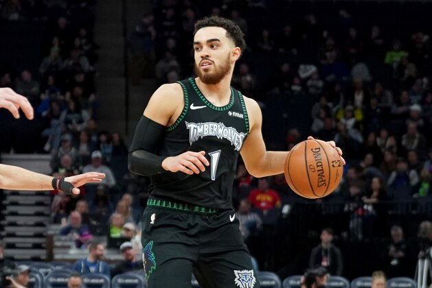 MINNEAPOLIS, MN -  APRIL 9: Tyus Jones #1 of the Minnesota Timberwolves handles the ball during the game against the Toronto Raptors on April 9, 2019 at Target Center in Minneapolis, Minnesota. NOTE TO USER: User expressly acknowledges and agrees that, by downloading and or using this Photograph, user is consenting to the terms and conditions of the Getty Images License Agreement. Mandatory Copyright Notice: Copyright 2019 NBAE (Photo by Jordan Johnson/NBAE via Getty Images)