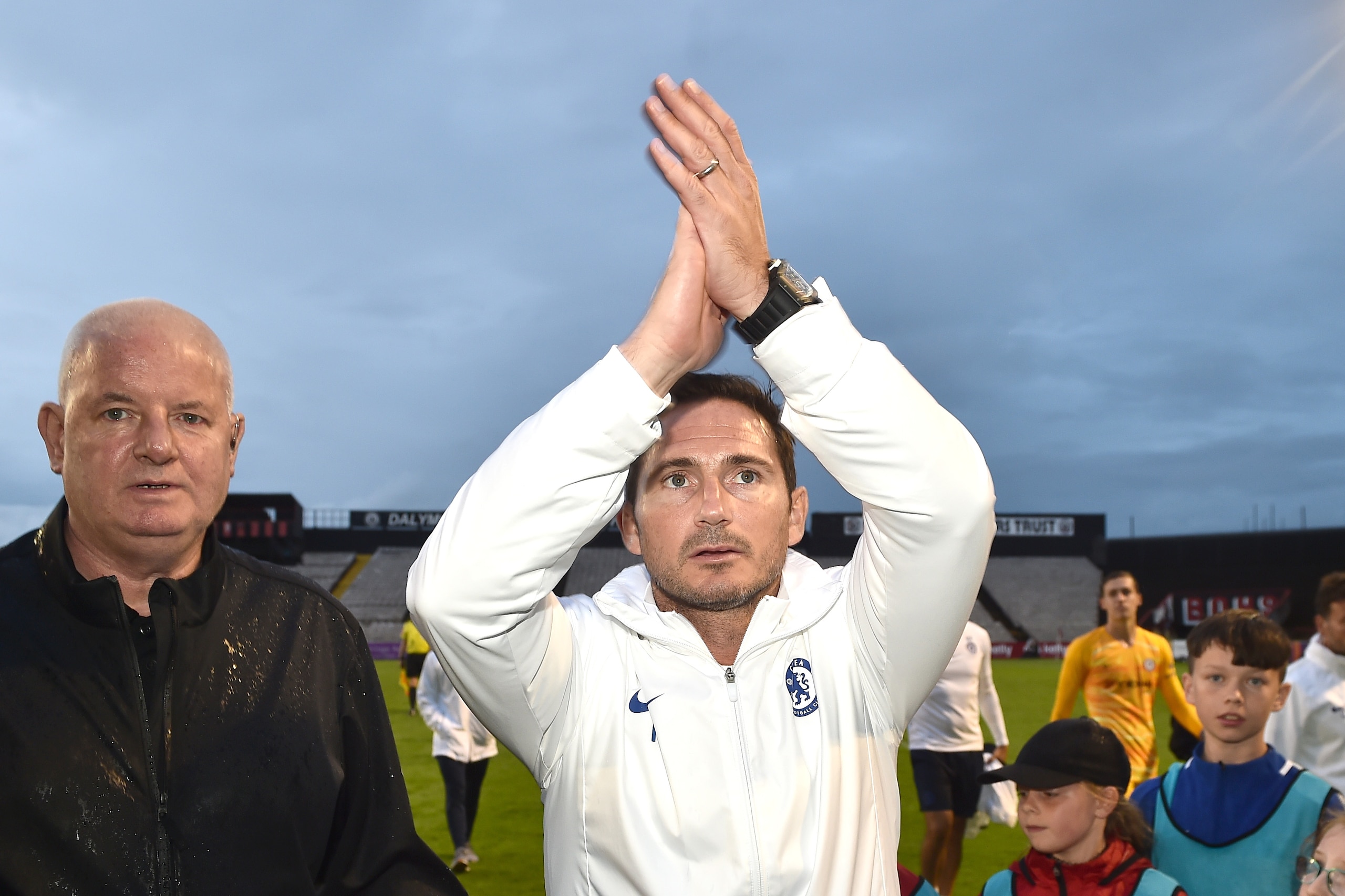 DUBLIN, IRELAND - JULY 10: Frank Lampard, Manager of Chelsea acknowledges the fans after the Pre-Season Friendly match between Bohemians FC and Chelsea FC at Dalymount Park on July 10, 2019 in Dublin, Ireland. (Photo by Charles McQuillan/Getty Images)