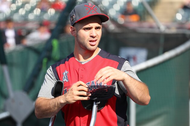 CLEVELAND, OHIO - JULY 09: Tommy La Stella #9 of the Los Angeles Angels of Anaheim during the 2019 MLB All-Star Game at Progressive Field on July 09, 2019 in Cleveland, Ohio. (Photo by Gregory Shamus/Getty Images)