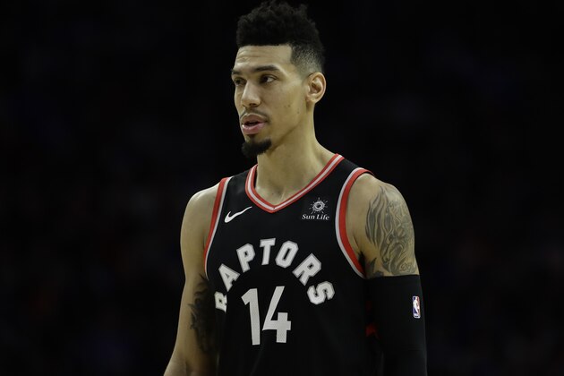 Toronto Raptors' Danny Green in action during an NBA basketball game against the Philadelphia 76ers, Saturday, Dec. 22, 2018, in Philadelphia. (AP Photo/Matt Slocum)