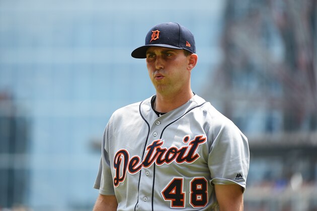 ATLANTA, GEORGIA - JUNE 02: Matthew Boyd #48 of the Detroit Tigers walks to the dugout after the third inning against the Atlanta Braves at SunTrust Park on June 02, 2019 in Atlanta, Georgia. (Photo by Logan Riely/Getty Images)