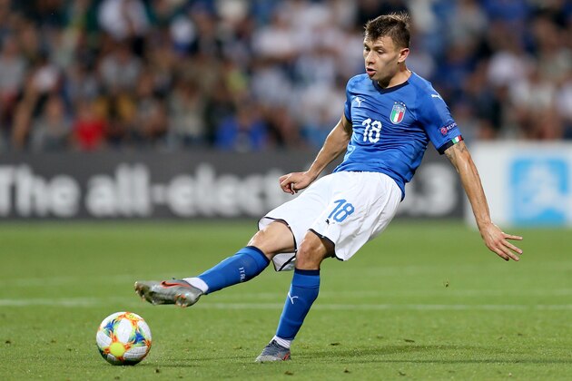REGGIO NELL'EMILIA, ITALY - JUNE 22: Nicolo Barella of Italy U21  during the  EURO U21 match between Belgium  v Italy  at the MAPEI Stadium - Città del Tricolore on June 22, 2019 in  Reggio nell'Emilia Italy (Photo by Danilo Di Giovanni/Soccrates/Getty Images)