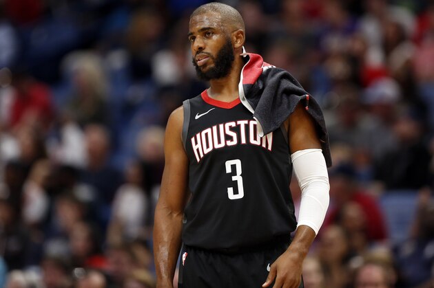 Houston Rockets guard Chris Paul (3) during the first half of an NBA basketball game in New Orleans, Sunday, March 24, 2019. (AP Photo/Tyler Kaufman) Houston Rockets guard Chris Paul (3) during the first half of an NBA basketball game in New Orleans, Sunday, March 24, 2019. (AP Photo/Tyler Kaufman)