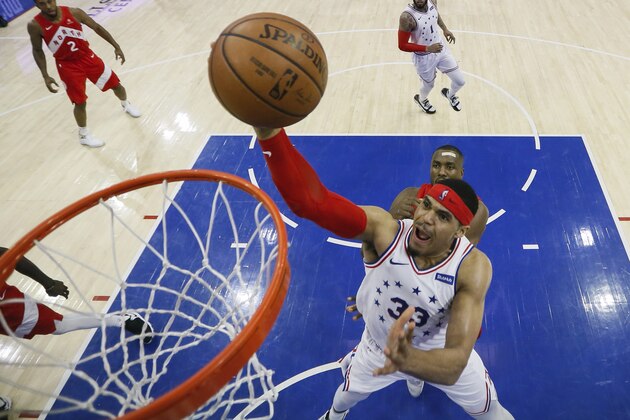 Philadelphia 76ers' Tobias Harris in action during the second half of Game 6 of a second-round NBA basketball playoff series against the Toronto Raptors, Thursday, May 9, 2019, in Philadelphia. 76ers won 112-101. (AP Photo/Chris Szagola)