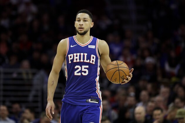 Philadelphia 76ers' Ben Simmons in action during an NBA basketball game against the Miami Heat, Thursday, Feb. 21, 2019, in Philadelphia. (AP Photo/Matt Slocum)