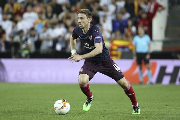 VALENCIA, SPAIN - MAY 9: Nacho Monreal of Arsenal during the UEFA Europa League Semi Final Second Leg match between Valencia CF and Arsenal at Estadio Mestalla on May 9, 2019 in Valencia, Spain. (Photo by Jean Catuffe/Getty Images)