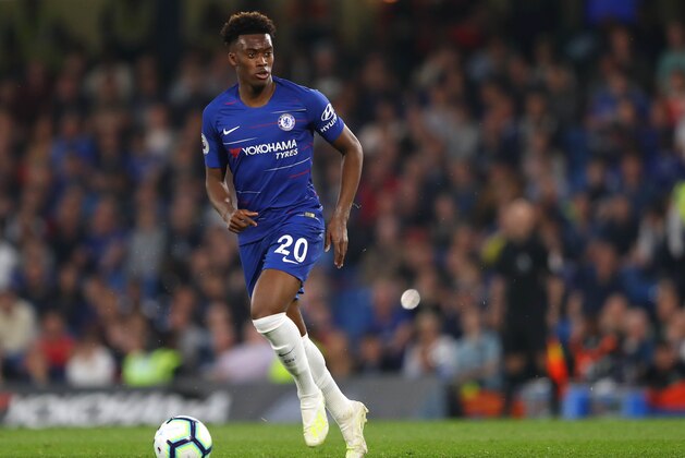 LONDON, ENGLAND - APRIL 22:  Callum Hudson-Odoi of Chelsea in action during the Premier League match between Chelsea FC and Burnley FC at Stamford Bridge on April 22, 2019 in London, United Kingdom. (Photo by Warren Little/Getty Images)