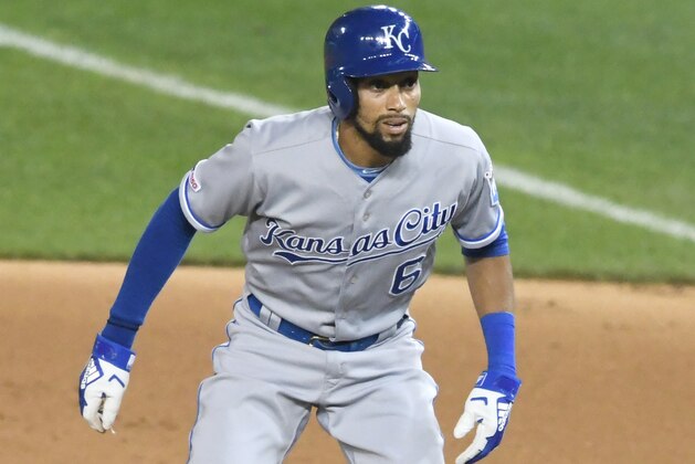 WASHINGTON, DC - JULY 05:  Billy Hamilton #6 of the Kansas City Royals leads off first base during a baseball game against the Washington Nationals at Nationals Park on July 5, 2019 in Washington, DC.  (Photo by Mitchell Layton/Getty Images)