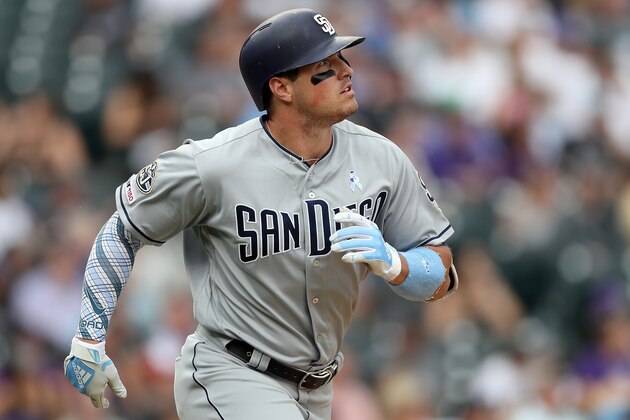 DENVER, COLORADO - JUNE 16: Hunter Renfroe #10 of the San Diego Padres circles the bases after hitting a home run in the seventh inning against the Colorado Rockies at Coors Field on June 16, 2019 in Denver, Colorado. (Photo by Matthew Stockman/Getty Images)