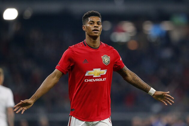 PERTH, AUSTRALIA - JULY 17: Marcus Rashford of Manchester United celebrates his goal during the match between Manchester United and Leeds United at Optus Stadium on July 17, 2019 in Perth, Australia. (Photo by James Worsfold/Getty Images)