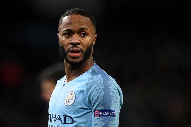 MANCHESTER, ENGLAND - DECEMBER 12: Raheem Sterling of Manchester City wears the Respect anti racism campaign badge on his shirt during the UEFA Champions League Group F match between Manchester City and TSG 1899 Hoffenheim at Etihad Stadium on December 12, 2018 in Manchester, United Kingdom. (Photo by Gareth Copley/Getty Images)