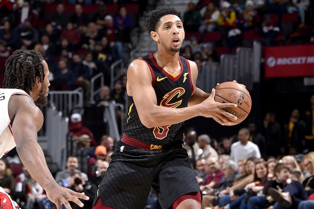 CLEVELAND, OH - JANUARY 21: Cameron Payne #3 of the Cleveland Cavaliers handles the ball against the Chicago Bulls on January 21, 2018 at Quicken Loans Arena in Cleveland, Ohio. NOTE TO USER: User expressly acknowledges and agrees that, by downloading and/or using this Photograph, user is consenting to the terms and conditions of the Getty Images License Agreement. Mandatory Copyright Notice: Copyright 2019 NBAE (Photo by David Liam Kyle/NBAE via Getty Images)