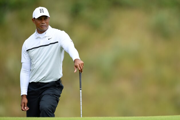 PORTRUSH, NORTHERN IRELAND - JULY 19: Tiger Woods of the United States looks on the 8th hole during the second round of the 148th Open Championship held on the Dunluce Links at Royal Portrush Golf Club on July 19, 2019 in Portrush, United Kingdom. (Photo by Stuart Franklin/Getty Images)