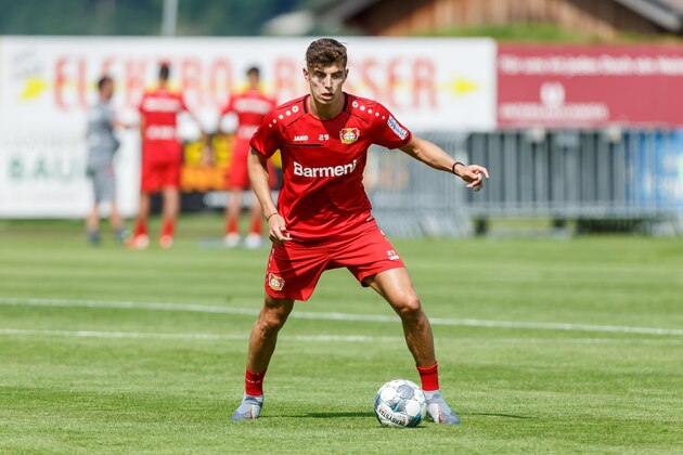 ZELL AM SEE, AUSTRIA - JULY 18: Kai Havertz of Bayer 04 Leverkusen controls the ball during the training camp of Bayer 04 Leverkusen on July 18, 2019 in Zell am See, Austria. (Photo by TF-Images/TF-Images via Getty Images)
