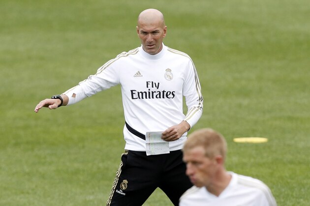 MONTREAL, QC - JULY 16: Head coach Zinedine Zidane of Real Madrid gestures during the pre-season training camp on July 16, 2019 in Montreal, Canada. (Photo by TF-Images/Getty Images)