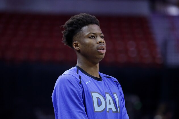 LAS VEGAS, NEVADA - JULY 10: Kostas Antetokounmpo of the Dallas Mavericks looks on in the Nike Zoom Freak 1 shoes against Croatia during the 2019 Summer League at the Thomas & Mack Center on July 10, 2019 in Las Vegas, Nevada. NOTE TO USER: User expressly acknowledges and agrees that, by downloading and or using this photograph, User is consenting to the terms and conditions of the Getty Images License Agreement. (Photo by Michael Reaves/Getty Images)